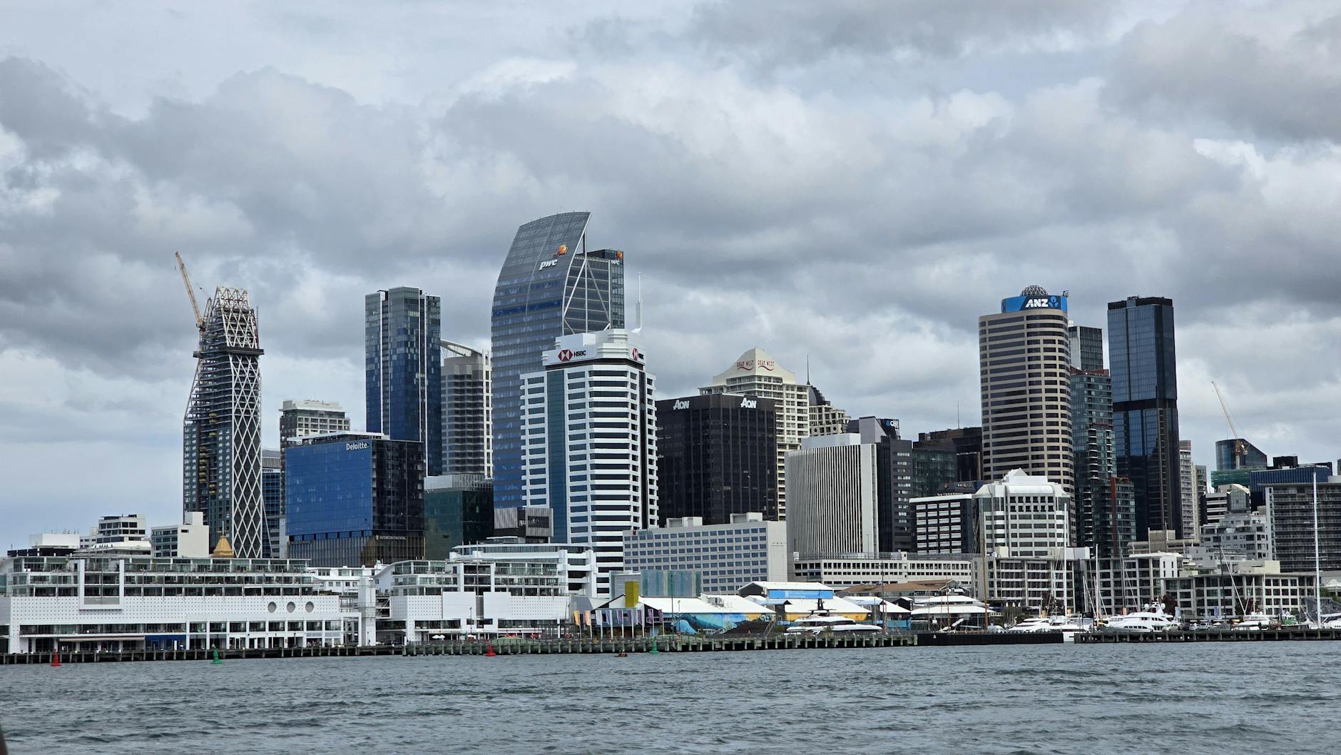 modern skyline view of auckland waterfront